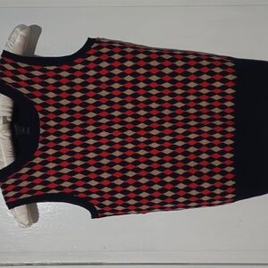 J CREW Diamond Harlequin Knit Crew Neck Merino Wool Sweater Vest NWT
